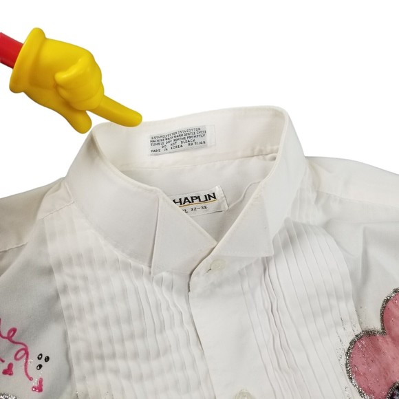 Vintage 90s Tuxedo Shirt Chaplin White Hearts Embellishment Womens Size 2X /3X - Picture 10 of 16